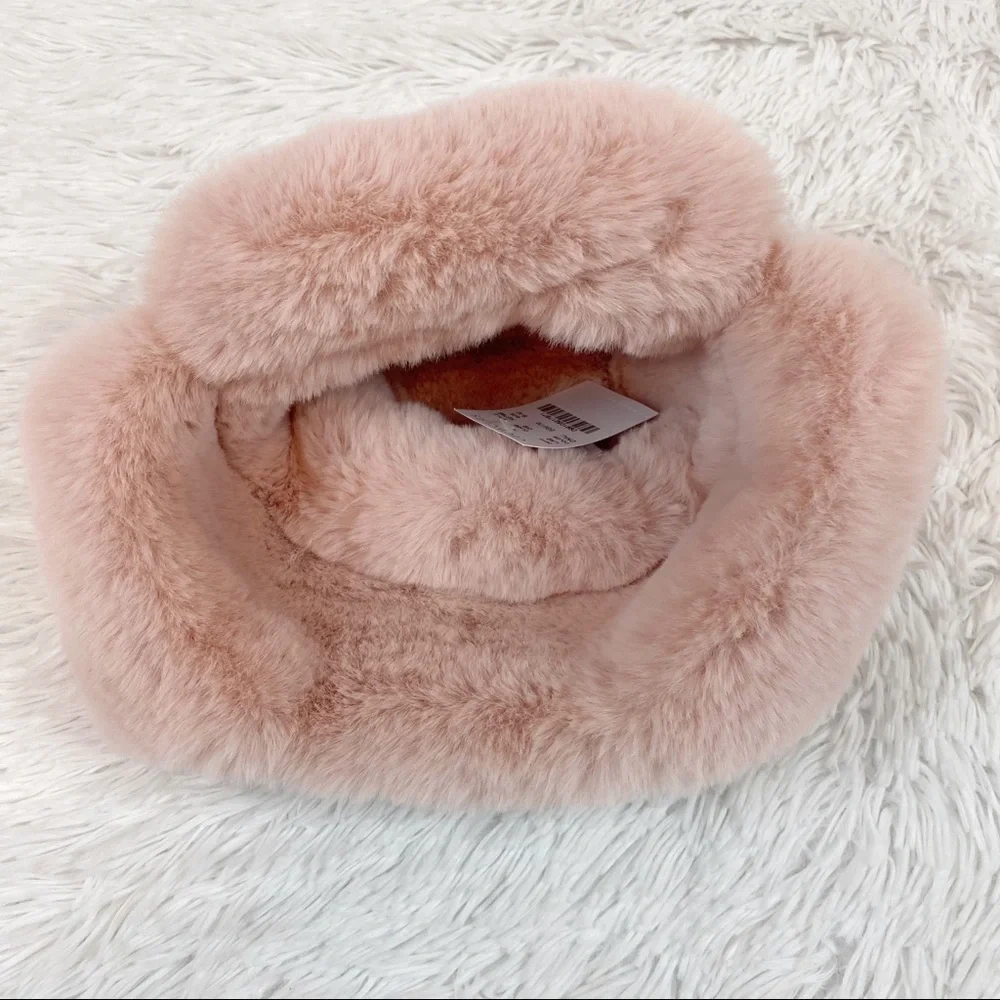 Crewcuts faux fur suede winter hat bear‎ ear pink hat